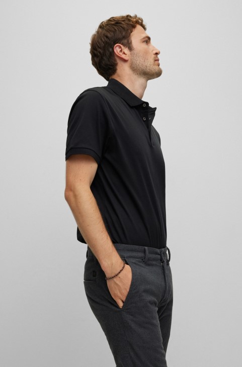 καφέ μανσέτα με μάτια τίγρης και αιματίτη με επώνυμη μεταλλική ετικέτα Hugo Boss
