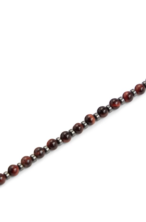 καφέ μανσέτα με μάτια τίγρης και αιματίτη με επώνυμη μεταλλική ετικέτα Hugo Boss
