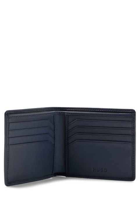 Δερμάτινο πορτοφόλι Hugo Boss με κόκκινο λογότυπο και υποδοχές καρτών συντονισμού σκούρο μπλε
