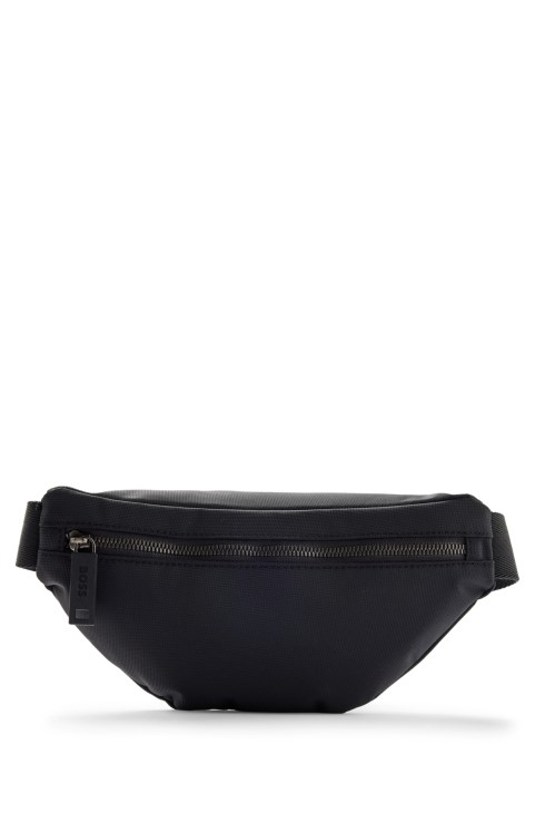 Hugo Boss μαύρη τσάντα ζώνης από ανακυκλωμένο νάιλον με τονικό λογότυπο
