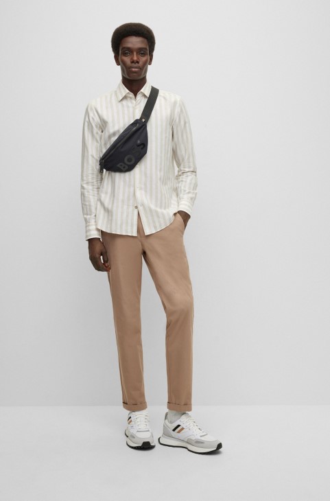 Hugo Boss μαύρη τσάντα ζώνης από ανακυκλωμένο νάιλον με τονικό λογότυπο
