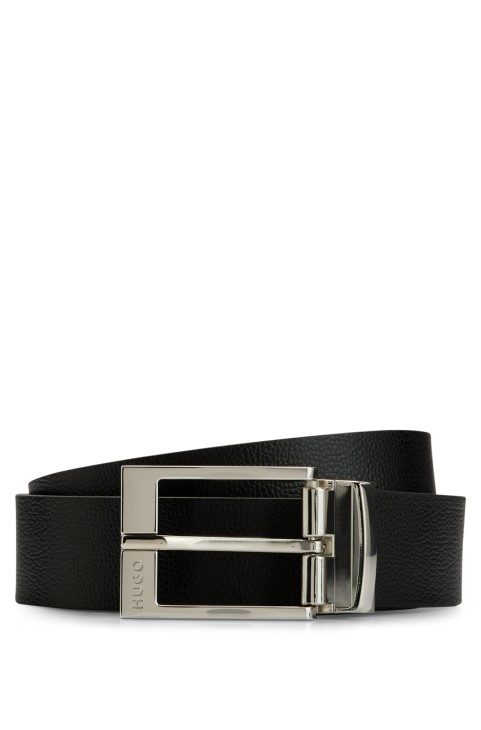 μαύρη αναστρέψιμη ζώνη από λείο και κοκκώδες δέρμα Hugo Boss