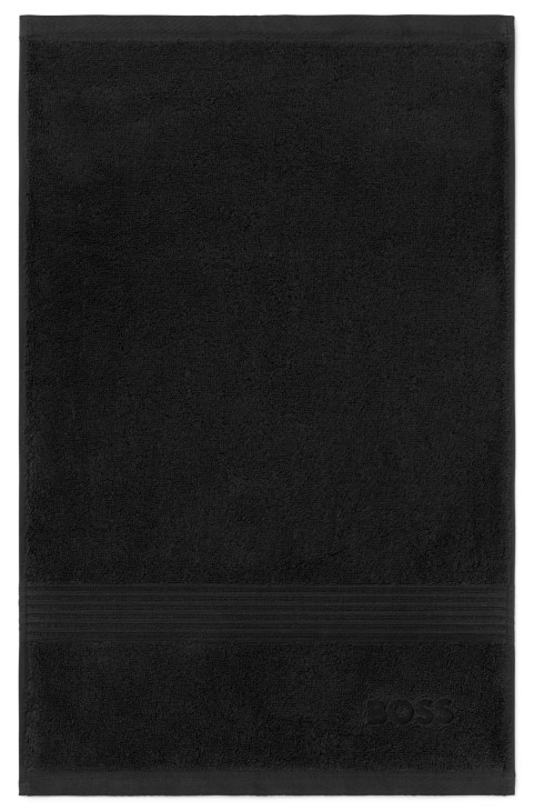 Κεντημένη πετσέτα επισκεπτών με λογότυπο Hugo Boss σε μαύρο βαμβάκι Αιγαίου
