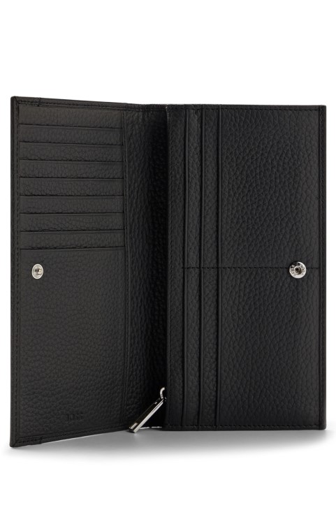 δερμάτινο μακρύ πορτοφόλι Hugo Boss με μαύρα γράμματα με λογότυπο σε ασημί τόνο
