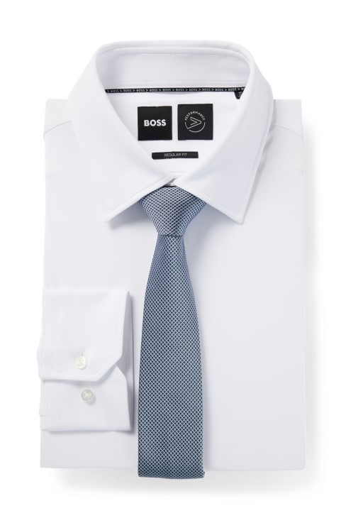 γραβάτα μικρο-μοτίβο σε μεταξωτό ζακάρ Hugo Boss γαλάζιο

