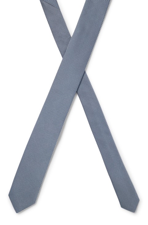 γραβάτα μικρο-μοτίβο σε μεταξωτό ζακάρ Hugo Boss γαλάζιο
