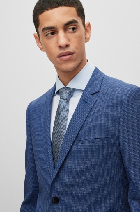 γραβάτα μικρο-μοτίβο σε μεταξωτό ζακάρ Hugo Boss γαλάζιο
