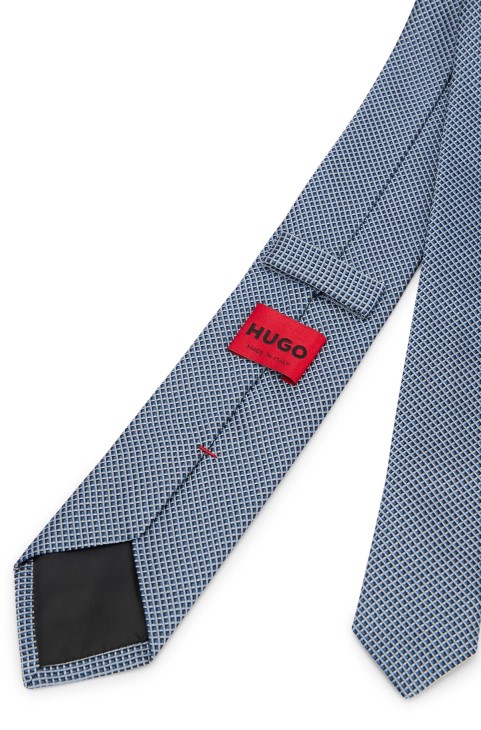 γραβάτα μικρο-μοτίβο σε μεταξωτό ζακάρ Hugo Boss γαλάζιο
