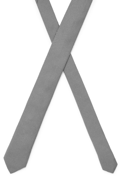 γκρι μικρο-μοτίβο γραβάτα σε μεταξωτό ζακάρ Hugo Boss
