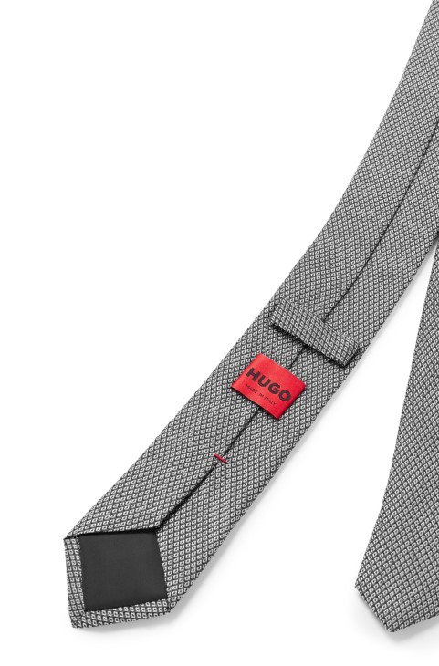 γκρι μικρο-μοτίβο γραβάτα σε μεταξωτό ζακάρ Hugo Boss
