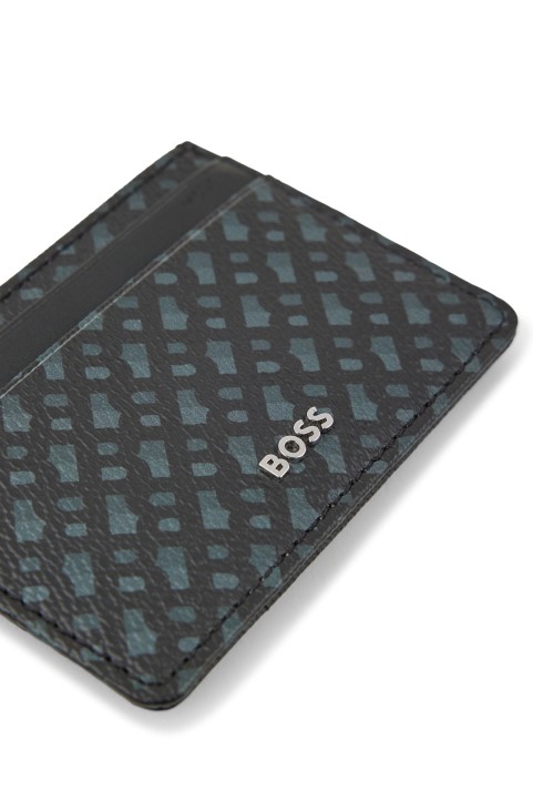 θήκη κάρτας με κλιπ χρημάτων σε ιταλικό μονόγραμμα ύφασμα Hugo Boss μαύρο
