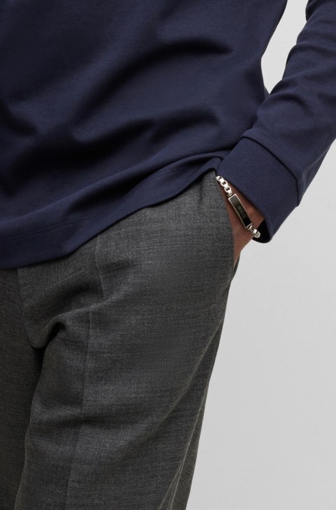 κουτί-αλυσίδα μανσέτα με μαύρο λογότυπο ασημί Boss Hugo
