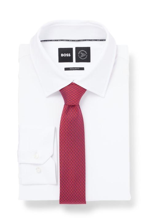 μοτίβο γραβάτα σε μεταξωτό ζακάρ απαλό ροζ Hugo Boss
