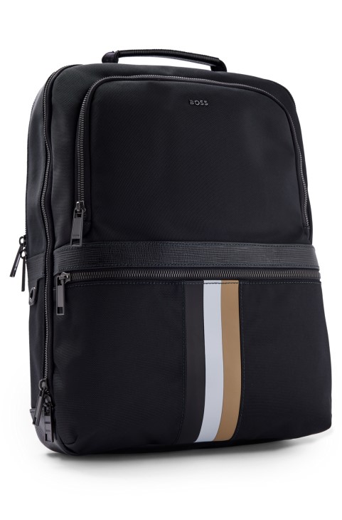 Σακίδιο πλάτης από ανακυκλωμένο νάιλον με χαρακτηριστική ρίγα Hugo Boss μαύρο

