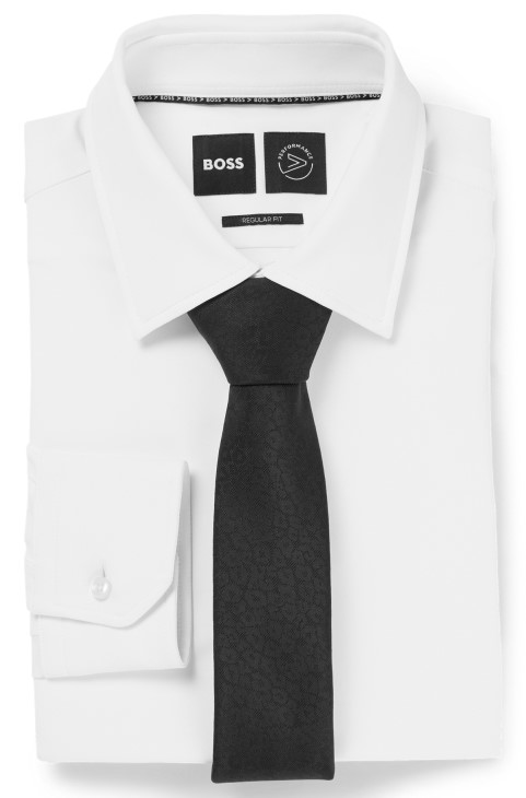 Μαύρη επίσημη γραβάτα Hugo Boss με ζακάρ υφαντό σχέδιο
