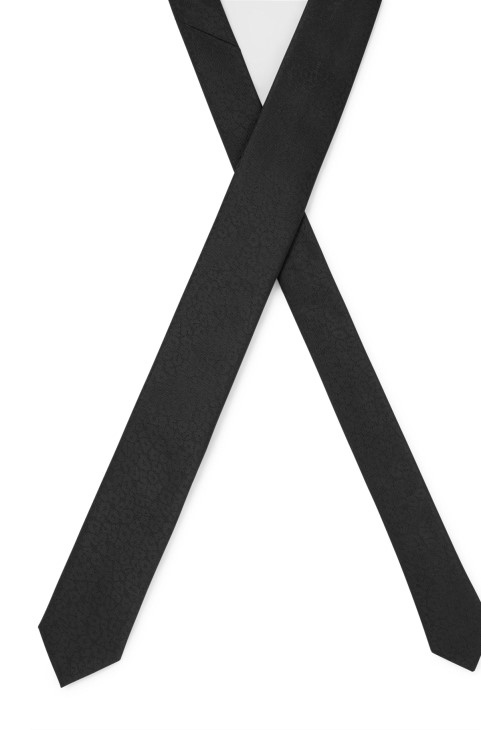 Μαύρη επίσημη γραβάτα Hugo Boss με ζακάρ υφαντό σχέδιο
