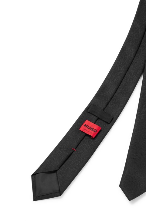 Μαύρη επίσημη γραβάτα Hugo Boss με ζακάρ υφαντό σχέδιο
