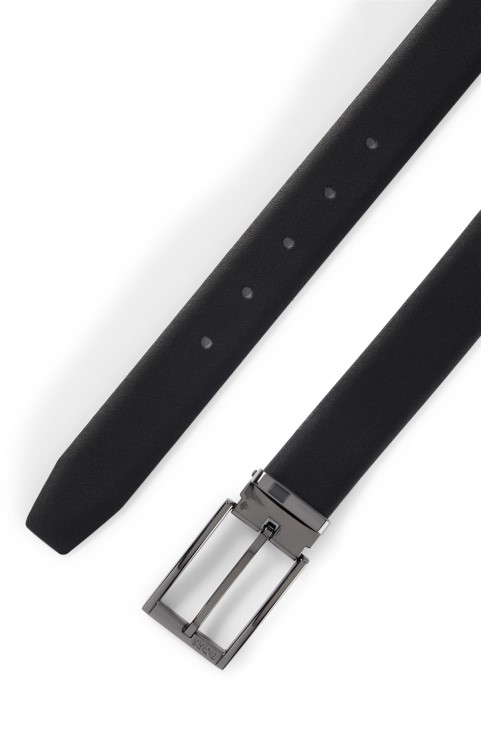 αναστρέψιμη ζώνη Hugo Boss σε ιταλικό δερμάτινο μαύρο
