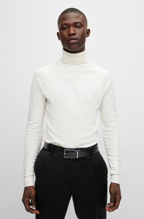 αναστρέψιμη ζώνη Hugo Boss σε ιταλικό δερμάτινο μαύρο
