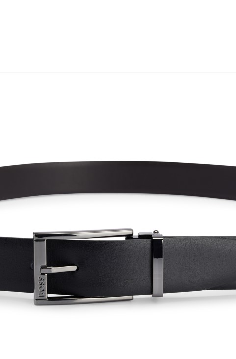 αναστρέψιμη ζώνη Hugo Boss σε ιταλικό δερμάτινο μαύρο
