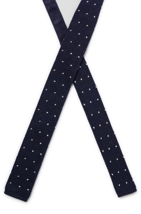 πλεκτή-μεταξωτή γραβάτα με πουά σχέδιο σκούρο μπλε Hugo Boss
