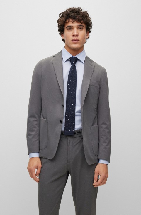 πλεκτή-μεταξωτή γραβάτα με πουά σχέδιο σκούρο μπλε Hugo Boss
