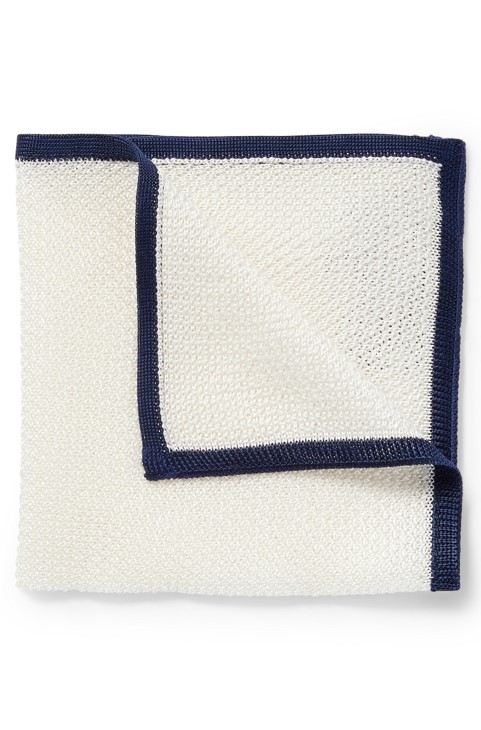 τετράγωνο τσέπης ιταλικής κατασκευής σε μεταξωτό πικέ λευκό Hugo Boss