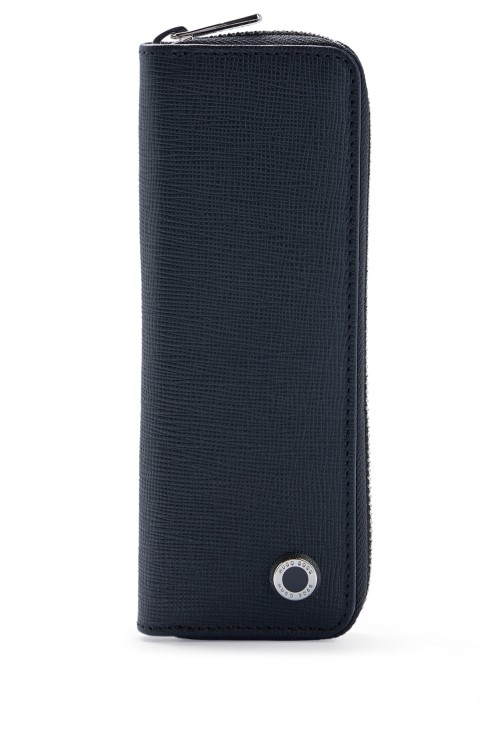 Δερμάτινη θήκη με φερμουάρ με φερμουάρ και επώνυμα Hardware μαύρο Hugo Boss