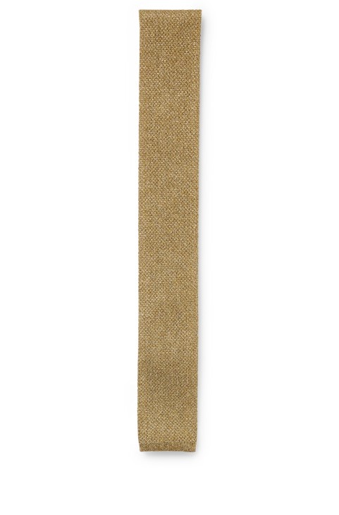 πλεκτή γραβάτα σε δομή πικέ με μεταλλικές ίνες χρυσό Boss Hugo